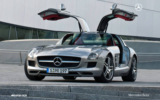 mercedes benz sls silver with red leather